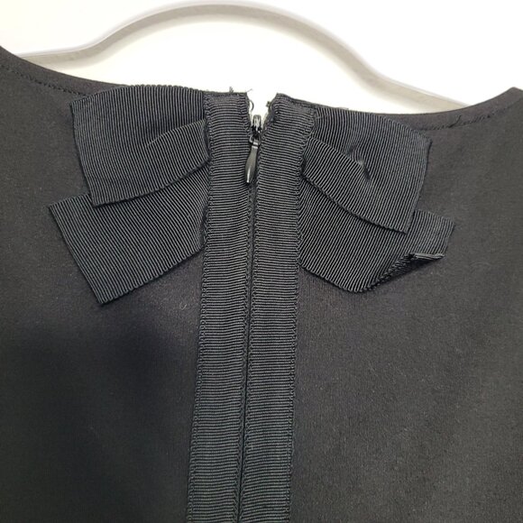 Isaac Mirahi NYC black v neck classic basic career bow detail timesless top XL - Picture 5 of 9